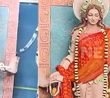 Unhappy over Saraswati attire Bajrang Dal and ABVP put saree on idol in Tripura
