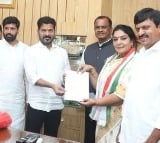 Revanth Reddy gives BForms to Renuka Chowdary
