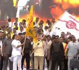 Chandrababu Holds Janasena Flag, Pawan Kalyan Raises TDP Flag