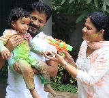 CM Revanth Reddy celebrates Holi with grandson 