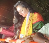 Namitha campaigns for BJP candidate in Dharmavaram