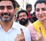 Nara Lokesh and his Wife Nara Bhramani casted their votes