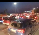 Heavy traffic jam at Panthangi toll gate