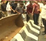 TDP and Janasena leaders removes Tycoon Junction Divider in Vizag
