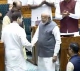 Rahul Gandhi, PM Modi shake hands as they welcome LS Speaker Om Birla