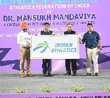 Sports Minister Dr. Mandaviya unveils new AFI logo, meets Olympics-bound athletes