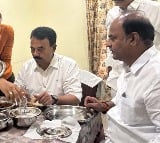 Minister Jupalli talks with Gadwal MLA Bandla Krishnamohan Reddy