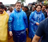 Rahul and Priyanka Gandhi visit landslide hit site