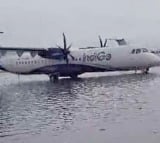 Kolkata airport goes under water planes seen parked on flooded taxiway