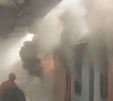 Fire in express rail in Visakha railway station 