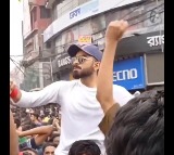 Kohli joins the victory celebration at the streets of Chattogram