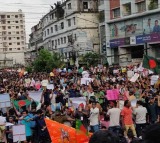 Lakhs of Hindus took to the streets in Bangladesh on Saturday to protest against  attacks on the community 