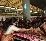 Kavitha reaches Hyderabad to a huge welcome by supporters