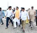 Union minister Shivraj Singh Chouhan takes aerial survey at Vijayawada flood hit areas