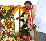 CM Chandrababu attends Vinayaka Pooja at Vijayawada collectorate