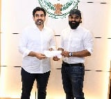 Hero Sai Durga Tej handed donation to Nara Lokesh