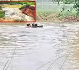 Yeleru Bund Breach At Makavaram Mandal