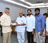 Industrialists donates cheques to AP CM Chandrababu