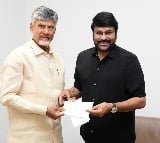 Chiranjeevi handed the donation cheques to AP CM Chandrababu