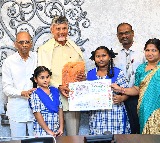 Girl presented artwork to Chandrababu