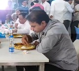 KTR and Harish Rao Dine with Party Workers at BRS Office