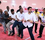 Chandrababu and Nara Lokesh Play 'Tug of War' at Bapatla High School: Photos Inside!