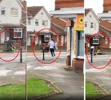 man runs midway through haircut to help policeman under attack