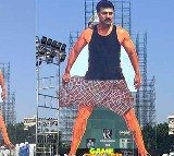 Ram Charan Fans Set Record with 256-Foot Cutout in Vijayawada