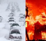 US faces wild fire and winter storm
