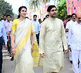 Nara Lokesh Gifts Mangalgiri Handloom Saree to Wife Brahmani for Sankranti