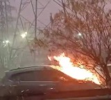 Fire In Running Car At Choutuppal