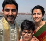 Nara Lokesh Visits Kumbh Mela with Wife and Son – See the Photo!