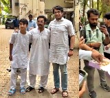 Aamir Khan poses with sons Junaid and Azad during Eid