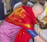 Pawan Kalyan's Wife Anna Lezhneva Offers Prayers at Tirumala