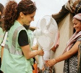 Taapsee Pannu Distributes Fans and Coolers to Mumbai Slum Dwellers