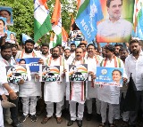 Congress Leaders Stage Protest Outside ED Office in Hyderabad