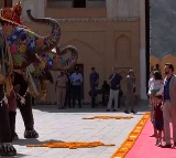 JD Vances Family Receives Grand Elephant Welcome in Jaipur