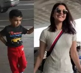 Kajal Aggarwal Spotted at Mumbai Airport with Son