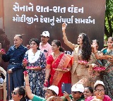Narendra Modi showered with flowers by Colonel Sophia Qureshi family