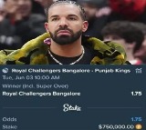 Drake Bets on RCB to Win IPL Final Potentially Winning 11 Crores