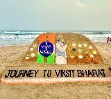 Sand artist Sudarsan Pattnaik congratulates PM Modi for completing 11 years in office