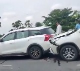 Vijayawada Highway Accident Three Cars Collide