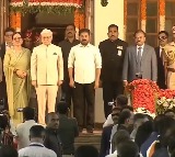 Revanth Reddy attends At Home at Raj Bhavan