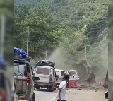 Arunachal Pradesh Landslide damages vehicles in West Kameng