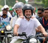 Rahul Gandhi Rides Bike with Priyanka in Bihar Rally
