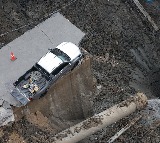 Bangkok Road Collapses Suddenly Creating Huge Sinkhole