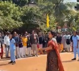 Nara Bhuvaneshwari Plays Volleyball with Students at Hyderabad School