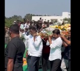 Revanth Reddy Carries Ande Sris Bier at Funeral