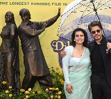 Shah Rukh Khan & Kajol unveil Raj–Simran bronze statue at London’s Leicester Square for DDLJ’s 30th year