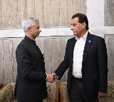S Jaishankar and Pakistan Speaker Handshake in Dhaka